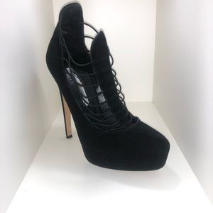 Brian Atwood LOLA platform black suede cage